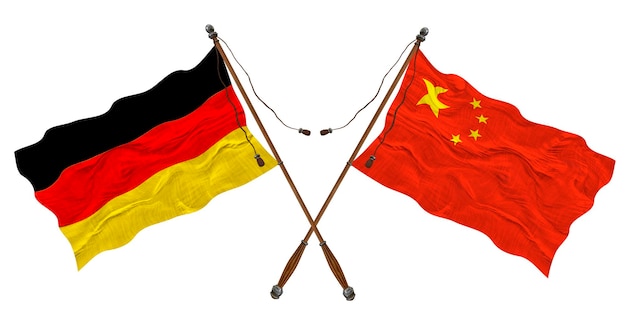 Nationalflaggen der Volksrepublik China und Deutschland Hintergrund für Designer