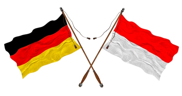 Nationalflaggen von Indonesien und Deutschland Hintergrund für Designer