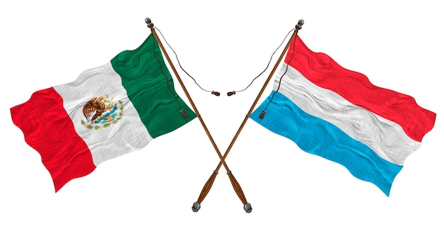 Nationalflaggen von Luxemburg und Mexiko Hintergrund für Designer