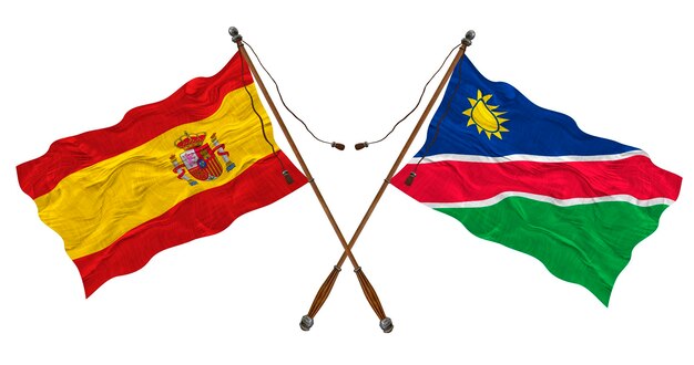 Nationalflaggen von Namibia und Spanien Hintergrund für Designer