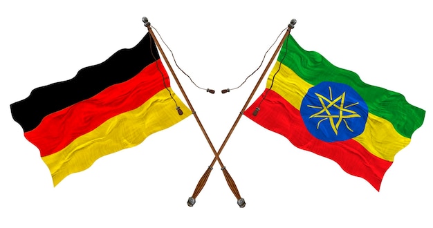 Nationalflaggen von Äthiopien und Deutschland Hintergrund für Designer