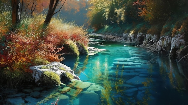 Nationalpark der Plitvicer Seen in Kroatien. Generative KI