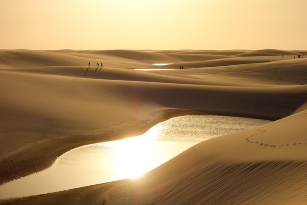 Nationalpark Lencois Maranhenses, Brasilien. Dünen und Lagunen bei Sonnenuntergang