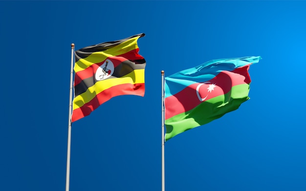 Nationalstaatsflaggen von Uganda und Aserbaidschan zusammen