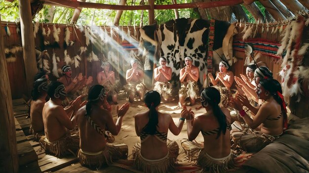 Foto nativa americana tradicional me wuk cerimônia de alojamento durante o dia