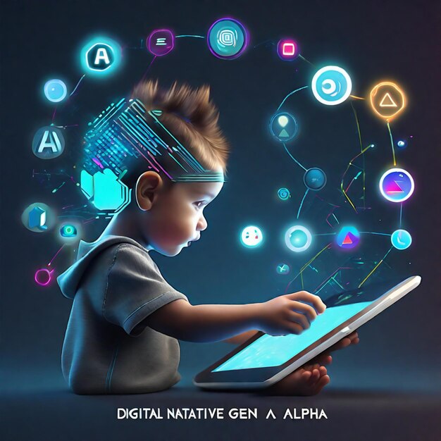 Foto nativos digitales del futuro techsavvy world de gen alpha