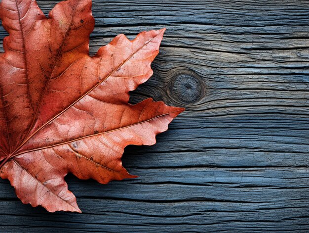 natürliche Blätter auf der Holzplatte Herbstzeit Hintergrund