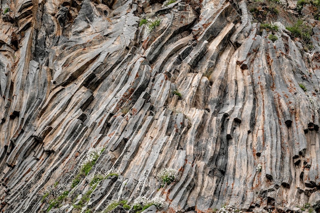 natürliche Gesteinstextur Basaltsäulen Gesteinsbildung ungewöhnliche Bergtopographie geologischer Hintergrund