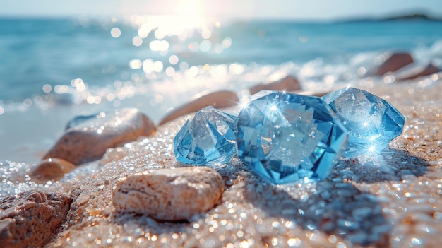 Foto natürliche glänzende glassteine am meeresrand der strand mit glassteinen