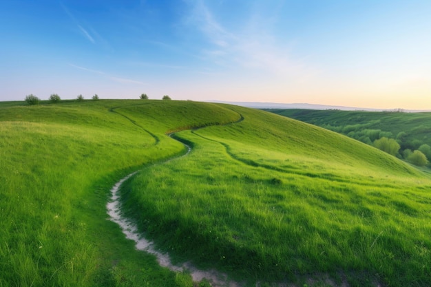 Natürliche Landschaft mit grüner Wiese, Frühlingssommerlandschaft