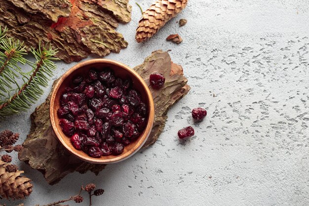 Natürliche Öko getrocknete Cranberries Draufsicht