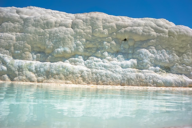 Natürliche Travertin-Pools und Terrassen in Pamukkale, Türkei. Pamukkale bedeutet auf Türkisch Baumwollburg.