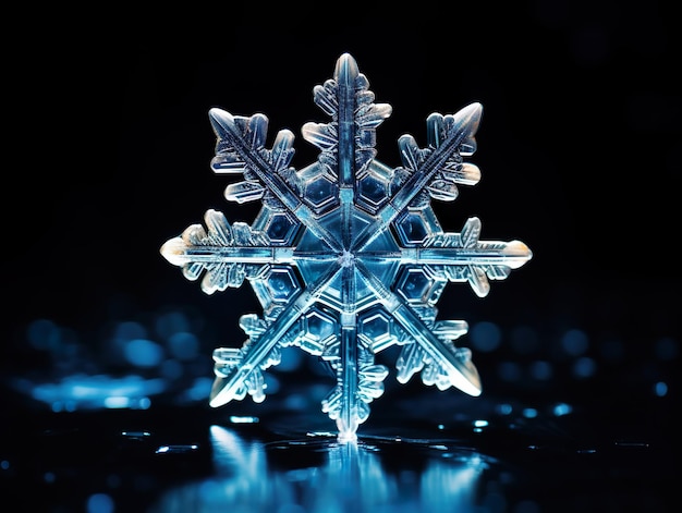 Natürlicher Formkristall einer Schneeflocke im Winter