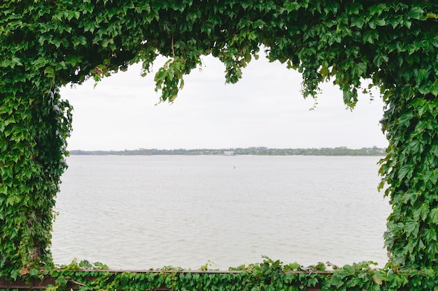 Natürlicher Rahmen mit einem Rio de la Plata im Hintergrund irgendwo in Colonia del Sacramento in Uruguay