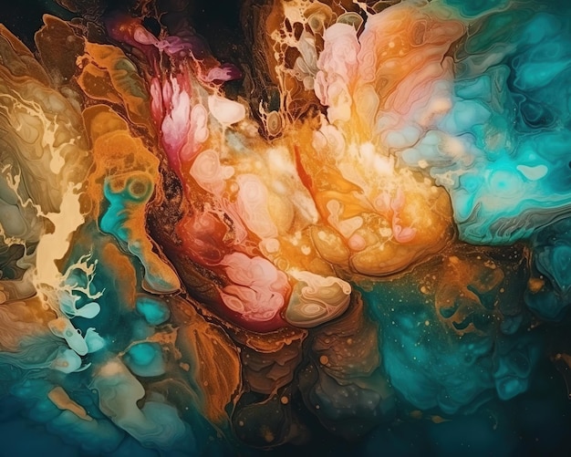 Natürliches, luxuriöses, abstraktes Fluid-Art-Gemälde in Alkoholtintentechnik. Abstrakter Hintergrund