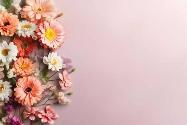 Natur Blüte minimaler Hintergrund Valentin rosa Hochzeit Blumenstrauß Blatt floral Generative KI