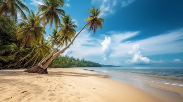 Natur des tropischen Sommerstrandes mit Sonnenstrahlen Generative KI