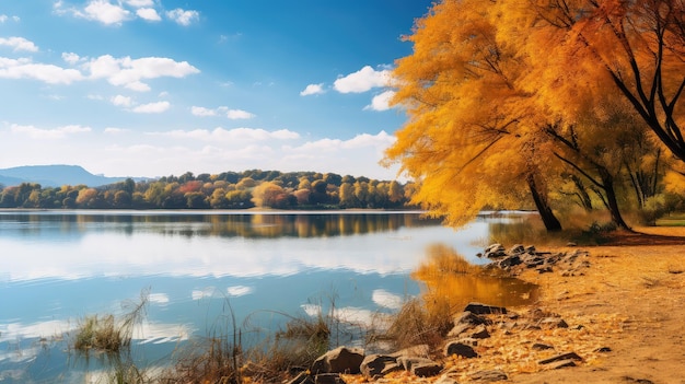 Natur Herbst See grüne Landschaft