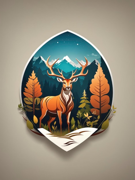 Natur-Hirsch-Logo-Design-Illustration