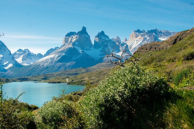 natur, patagonien, see, reise, blau, landschaft, berg, schön, grün, tourismus, wasser, silber