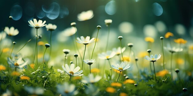 Natur schöne Feldraumblumen Blütenblattblüte kopieren grünen Frühlingshintergrund