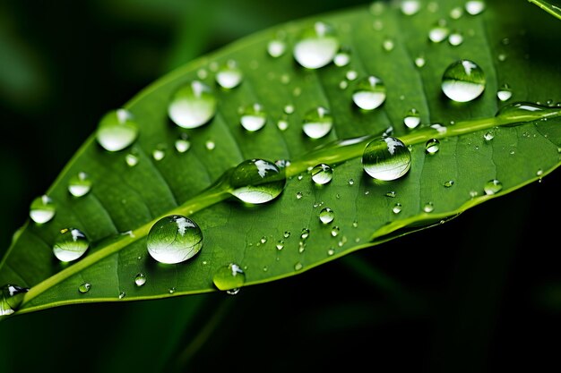 Naturaleza de cerca Capturando la belleza de una gota de agua en una hoja verde