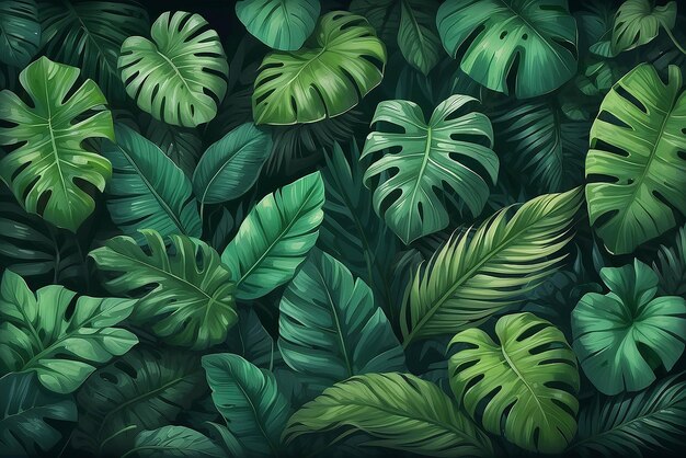 La naturaleza deja verde el bosque tropical en el fondo concepto de ilustración