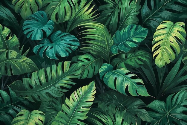 La naturaleza deja verde el bosque tropical en el fondo concepto de ilustración