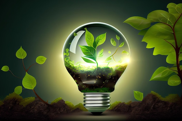 Naturaleza ecología pensar ahorro de energía verde innovación ecología verde energía y ahorro medio ambiente Generativo Ai