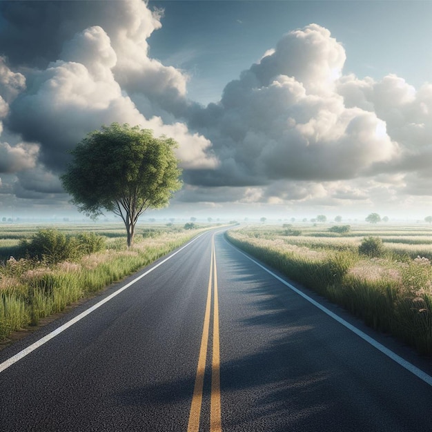 La naturaleza sin fin de la carretera en la luz del día se genera