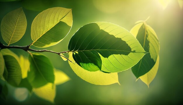 Naturaleza de la hoja verde en el jardín en verano bajo la luz del sol Generativo ai