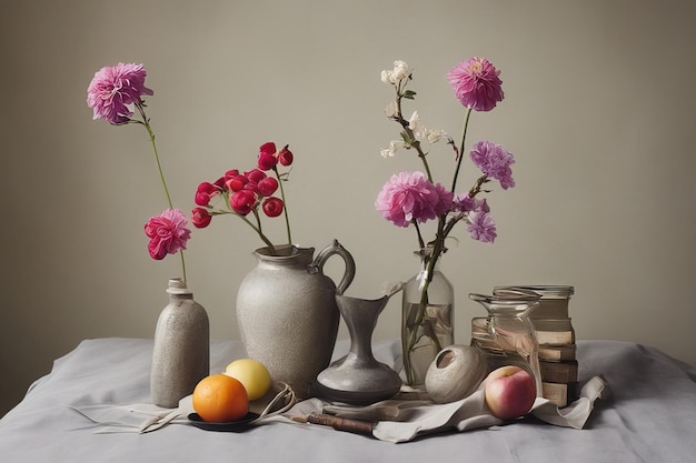 naturaleza muerta con flores frescas de primavera naturaleza muerta con flores frescas de primavera naturaleza muerta con flores y