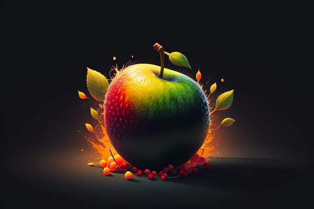 Foto naturaleza muerta, fruta de manzana, cartel creativo, cubierta, banner, papel tapiz, fondo, diseño, arte