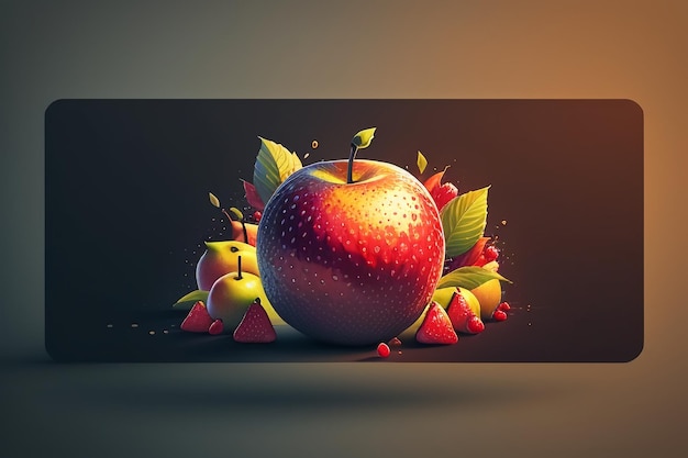 Naturaleza muerta, fruta de manzana, cartel creativo, cubierta, banner, papel tapiz, fondo, diseño, arte