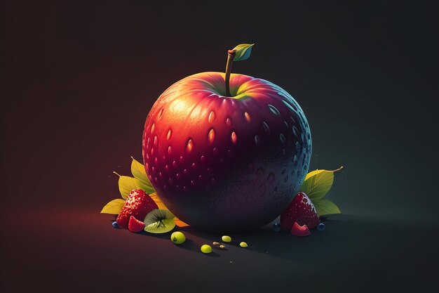 Naturaleza muerta, fruta de manzana, cartel creativo, cubierta, banner, papel tapiz, fondo, diseño, arte