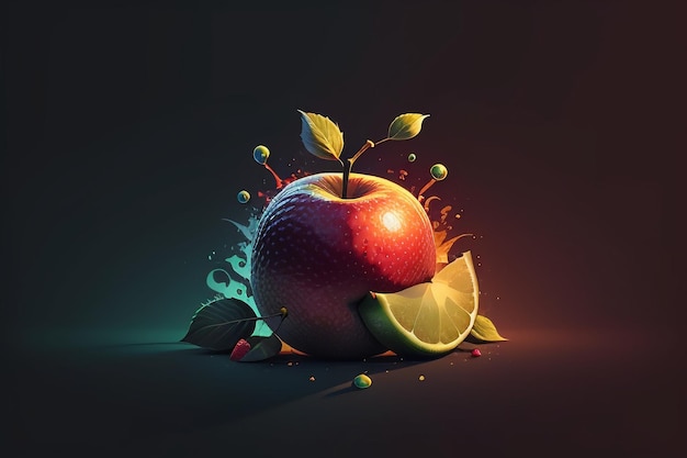 Naturaleza muerta, fruta de manzana, cartel creativo, cubierta, banner, papel tapiz, fondo, diseño, arte