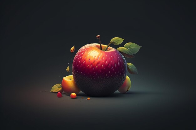 Naturaleza muerta, fruta de manzana, cartel creativo, cubierta, banner, papel tapiz, fondo, diseño, arte