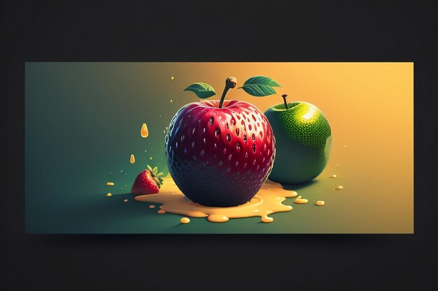 Foto naturaleza muerta, fruta de manzana, cartel creativo, cubierta, banner, papel tapiz, fondo, diseño, arte