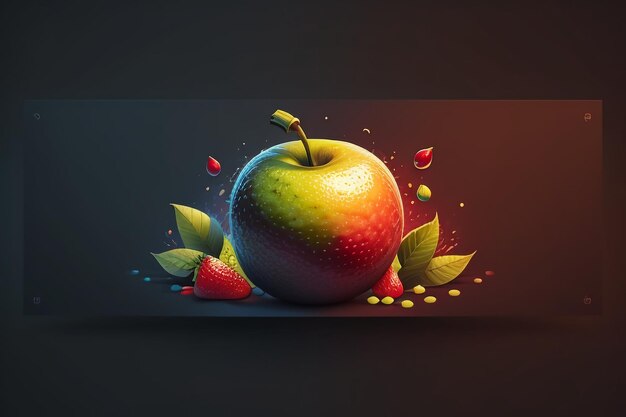 Naturaleza muerta, fruta de manzana, cartel creativo, cubierta, banner, papel tapiz, fondo, diseño, arte