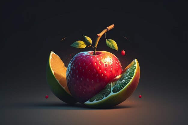 Naturaleza muerta, fruta de manzana, cartel creativo, cubierta, banner, papel tapiz, fondo, diseño, arte