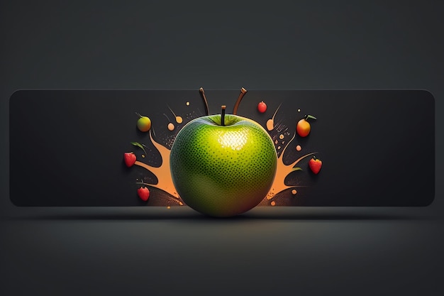 Naturaleza muerta, fruta de manzana, cartel creativo, cubierta, banner, papel tapiz, fondo, diseño, arte