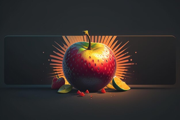 Foto naturaleza muerta, fruta de manzana, cartel creativo, cubierta, banner, papel tapiz, fondo, diseño, arte