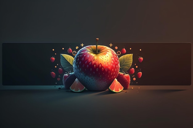 Naturaleza muerta, fruta de manzana, cartel creativo, cubierta, banner, papel tapiz, fondo, diseño, arte