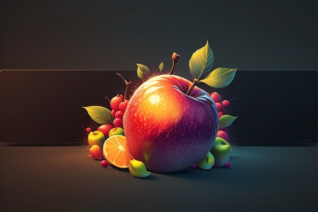 Naturaleza muerta, fruta de manzana, cartel creativo, cubierta, banner, papel tapiz, fondo, diseño, arte