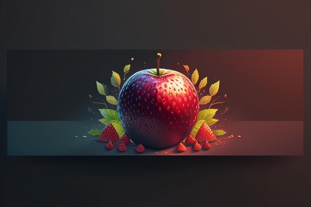 Naturaleza muerta, fruta de manzana, cartel creativo, cubierta, banner, papel tapiz, fondo, diseño, arte