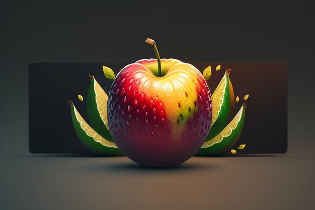 Naturaleza muerta, fruta de manzana, cartel creativo, cubierta, banner, papel tapiz, fondo, diseño, arte