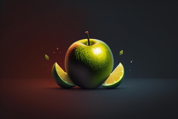 Naturaleza muerta, fruta de manzana, cartel creativo, cubierta, banner, papel tapiz, fondo, diseño, arte