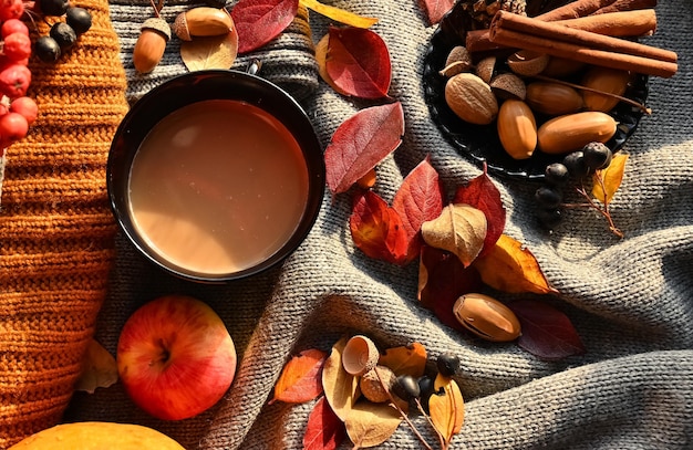 La naturaleza muerta de otoño El concepto de comodidad en el hogar