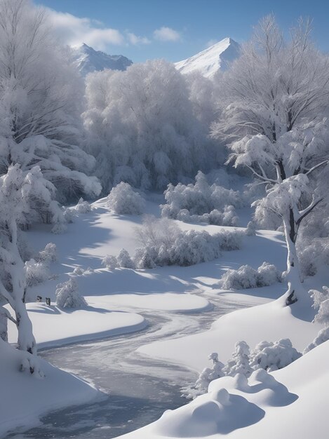 naturaleza paisaje de invierno bosque río nieve