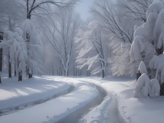 naturaleza paisaje de invierno bosque río nieve